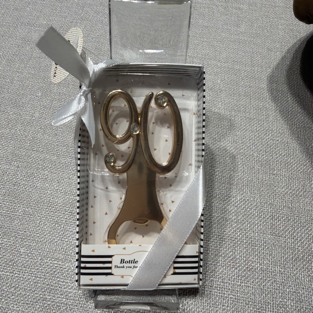 90th Birthday Bottle Opener Gift Gold Anniversary Party Favor Keepsake